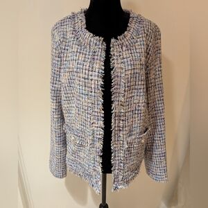 Nanette Lepore Jacket Blazer Tweed Sequin Metallic Women's Large Button Wrists